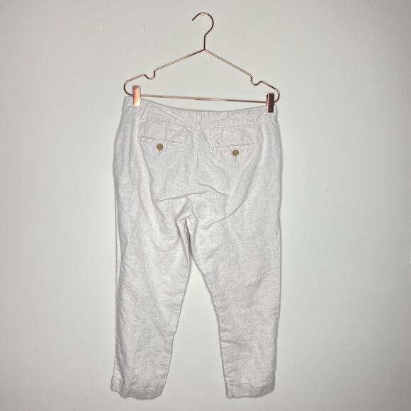Banana Republic Linen Pants Womens 8 Beige Ankle Pockets Coastal Lagenlook Beach - Picture 6 of 6